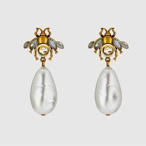 Gucci Bee Pearl Drop Earrings